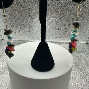 Multicolor Gen Stone Dangle Earrings